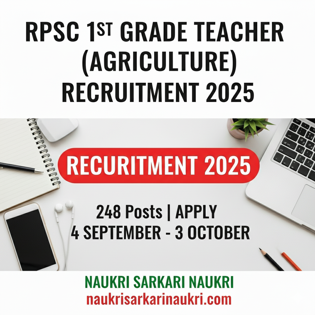 RPSC 1st Grade Teacher (Agriculture) Recruitment 2025