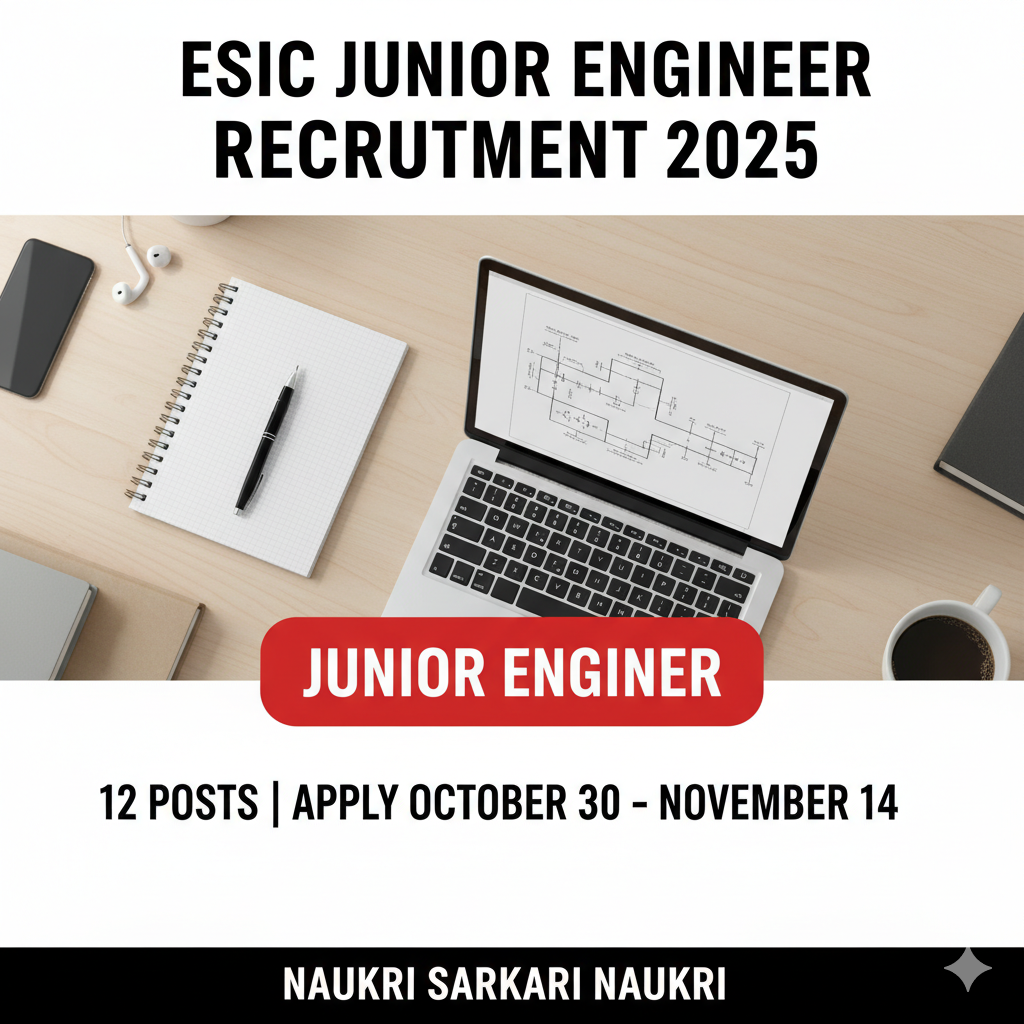 ESIC Junior Engineer Recruitment 2025 Apply Ofline For 12 Posts