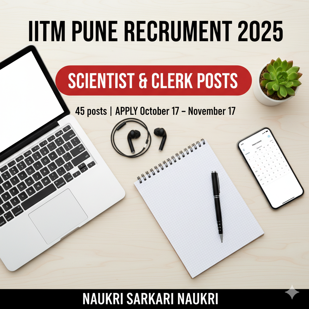 IITM Pune Recruitment 2025 - Apply Online for 45 Scientist & Clerk Posts