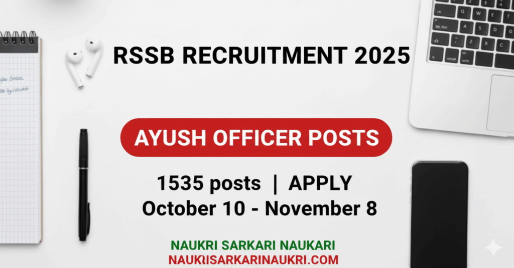 RSSB Recruitment 2025 has been officially announced by the Rajasthan Staff Selection Board for 1535 Ayush Officer posts under National Health Mission.